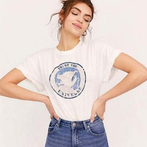 Free People Tops - Free People White Parker Trust The Universe
